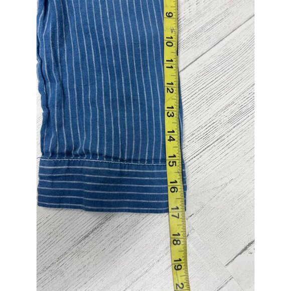 Garnet Hill Womens Blue & White Striped 100% Linen Tunic Dress V-Neck 3/4 Sleeve - Picture 9 of 15